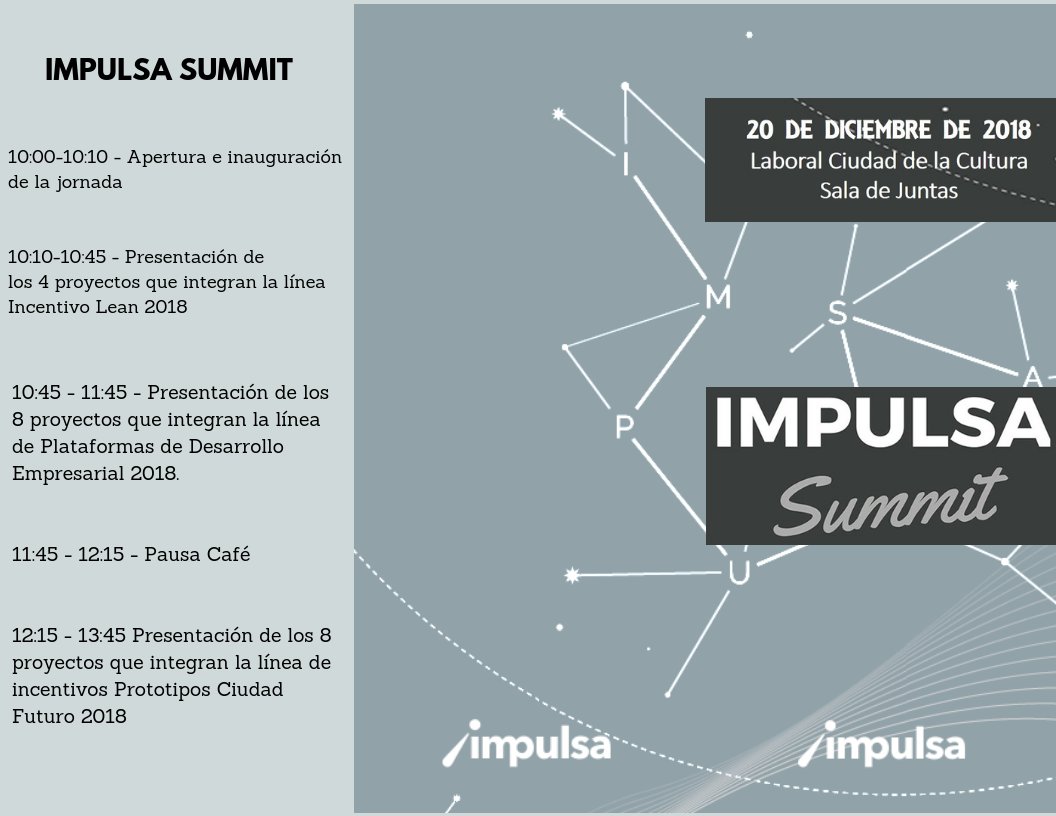 GijonImpulsa's tweet photo. Tenemos preparado nuestro IMPULSA #summit para este jueves, 20. ¿Quieres conocer los proyectos que estamos desarrollando? @LaboralCdlC 
Mira! te los iremos mostrando estos días. No te pierdas ni uno!🧐 https://t.co/ZgatLVUtDz
