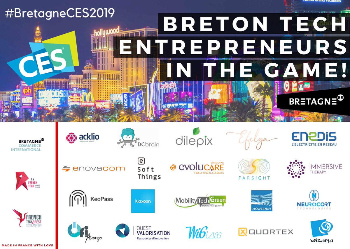 Un #CES2019 Las Vegas qui s’annonce déjà exceptionnel : la preuve !! 🤩🇺🇸 Rdv les 8-11 janvier ! 🎆🚀 #BretagneCES2019 #LasVegas #startups #FrenchTech #territoire #international #àlabordage <a href="/BCInter/">Bretagne Commerce International (BCI)</a> <a href="/FTBrestPlus/">French Tech Brest Bretagne Ouest</a> <a href="/LaFrenchTech/">La French Tech</a>
