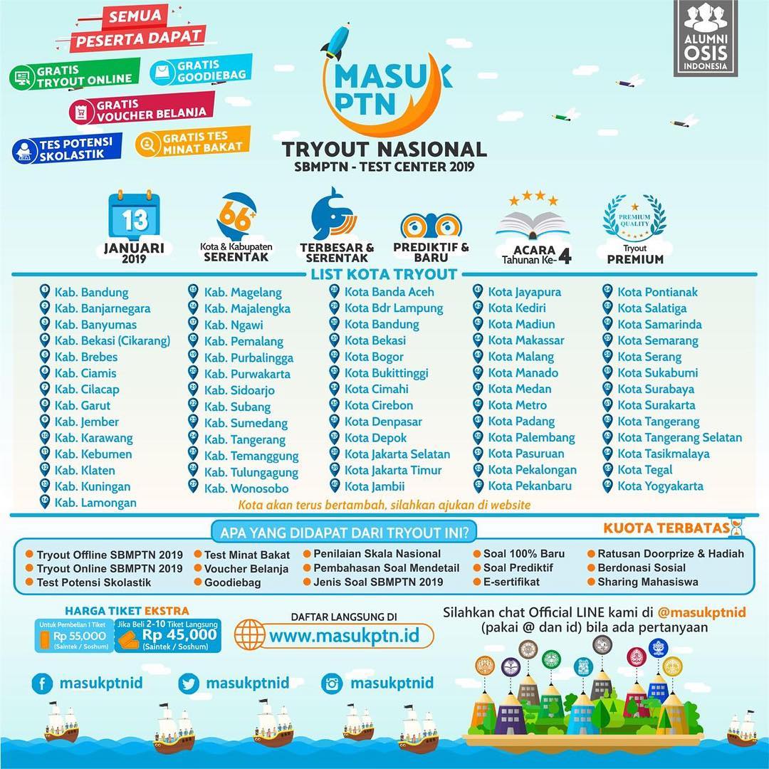 masukkeptn's tweet photo. 66 Kota Serentak, 50rb lebih peserta. Yakin gak mw menguji kemampuan diri dengan ribuan orng seluruh indonesia?
#tryoutnasional #tryoutsbmptn #masukkampus #masukptn #masukptnid #sbmptn #sbmptn2019 #snmptn #snmptn2019 #lulussma #kelasduabelas #ugm #itb #unair https://t.co/CojNoKxtP0