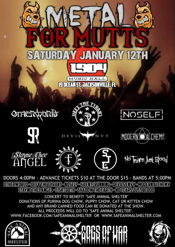 Fishtoothband's tweet photo. Jacksonville Florida!!! Metal for Mutts!!! Great benefit show with all proceeds going to a non-kill shelter!!! #metalmusic #bands https://t.co/nkabcesEqs