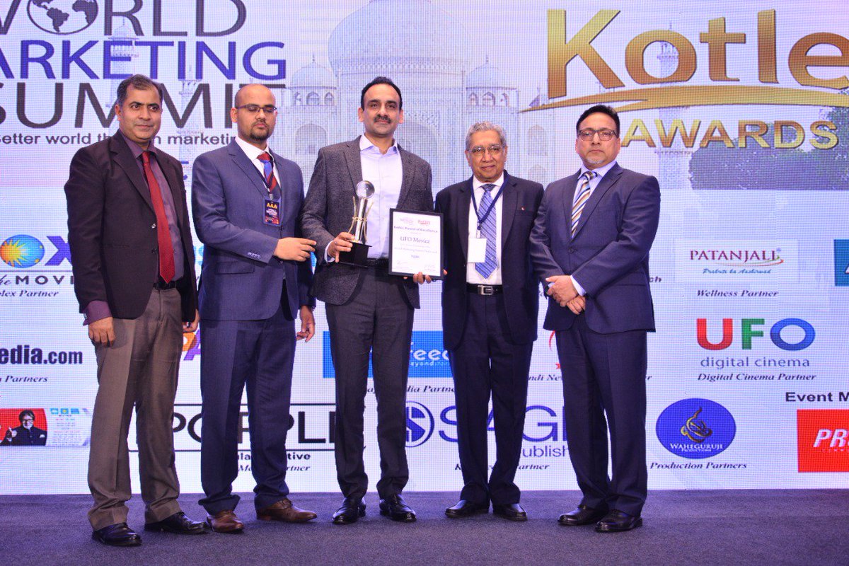 UFOMoviez's tweet photo. We whole-heartedly express our gratitude to our well-wishers and supporters on this proud moment of winning the Kotler award for excellence in cinema advertising. Here are few glimpses from World Marketing Summit 2018 India.
#WMS18, #UFOAtWMS18 https://t.co/wiXnsOuxg9