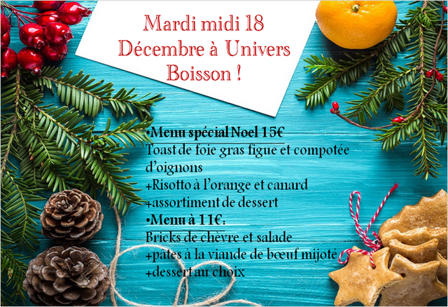 TicTac_Toque's tweet photo. #menu du #déjeuner de mardi midi à @Univers_boisson #foodtruck
#menudeNoël #entreprises https://t.co/NnlU80Cxl9