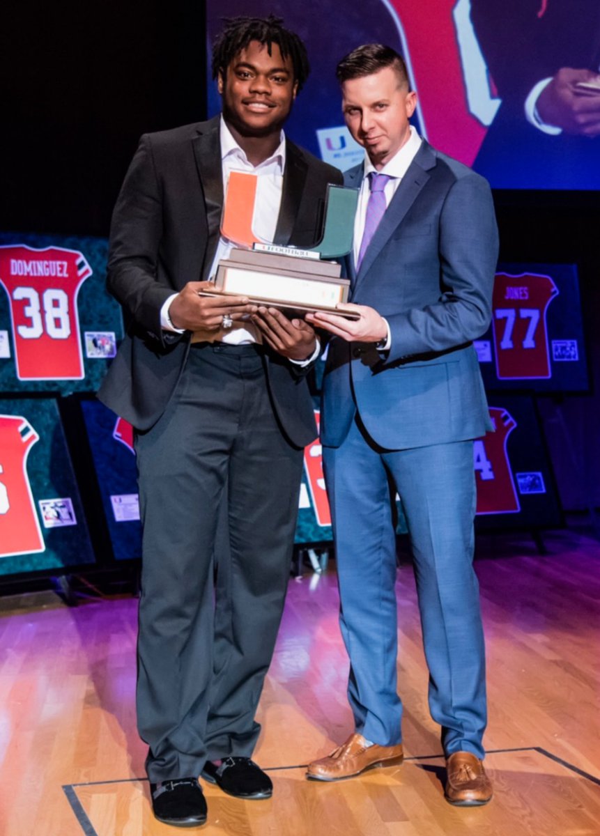 ESPNCoastal's tweet photo. You don't go to @CanesFootball from @glynnfootball and in your second season win most of the awards at the @MiamiHurricanes football banquet, do you @13kDeejay 👀 YES HE DID! 😂🤣 9️⃣1️⃣2️⃣ 🏈 💪🏾 #YesDeeJayDid @PigskinRadio https://t.co/TLdOK6OUp0