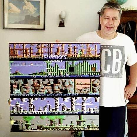bwbgames's tweet photo. Yeah!! Our Flimbo's Quest wall decoration has found it's place at the home of our good friend and co-developer Willi Bäcker ( Factor 5 &amp; Radwar) Thanks for the picture mate!! #Flimbosquest #walldecorations #gameart #facor5 #commodore64games #c64 #c64 #bo… https://t.co/B9ngZ4z9cu https://t.co/ThiAqi9oG8