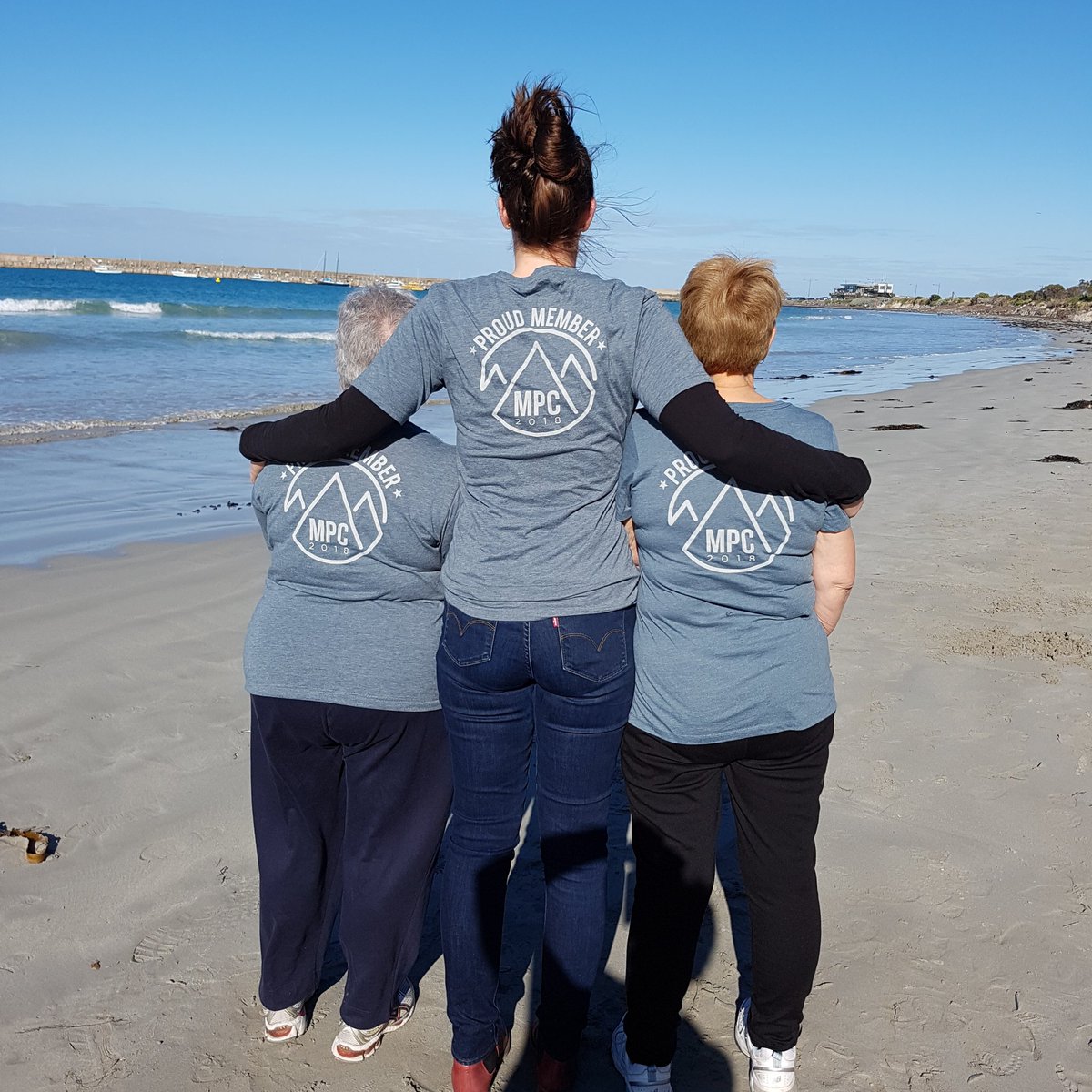 Portside49's tweet photo. @MyPeakChallenge @SamHeughan 2018 highlight, my first ever #peakermeet. The 3 MPC peaks, reflected in human form. Janet, Mel & Robin...@auspeakers #victorianpeakers #peakerstogether https://t.co/RZ13AnJWqX