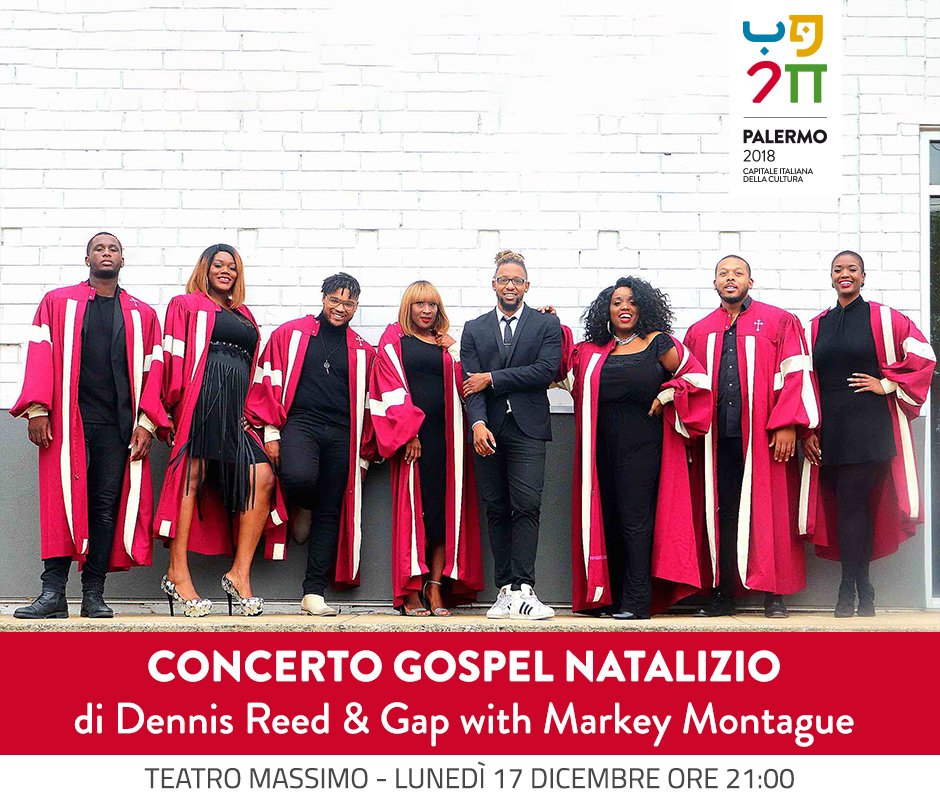 E come in ogni #Natale che si rispetti, non poteva mancare la tradizionale #musica #gospel per ravvivare il clima festivo in città. Stasera alle ore 21:00, nella sala grande del Teatro Massimo, il #concerto di Dennis Reed &amp; Gap with Markey Montague.