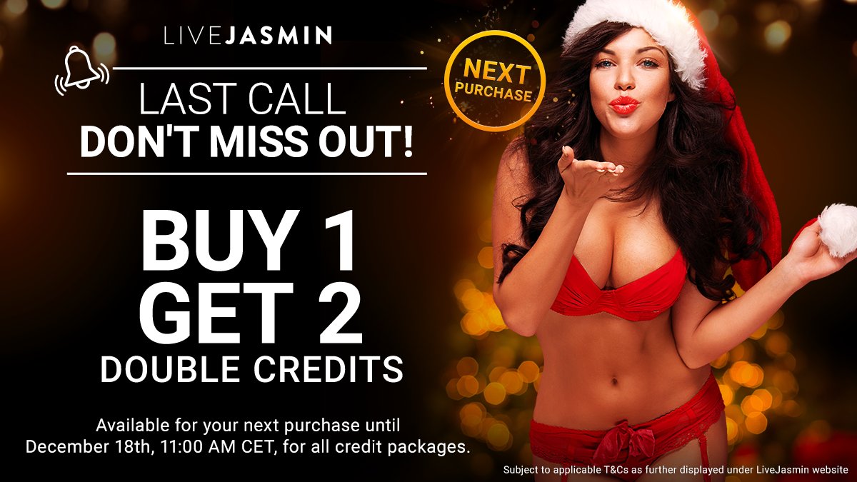 LiveJasmin's tweet photo. It's the last day of #JASMINXMAS!!🎄 and the last day of our #BUY1GET2 promotion.
Don’t miss out, go stock up on credits while you still can!
Get double credits at https://t.co/gcVFIVz0VE
#livejasmin #promotion #offer #2for1 #buy1get2 https://t.co/hv1h4LXPnY