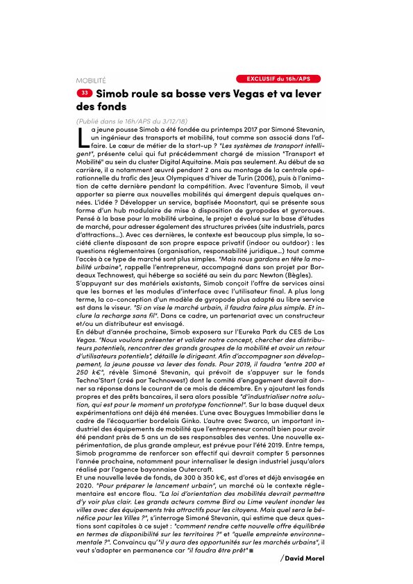 Article APS sur la solution MoonStart by Simob 
#ces2019 #nouvelleaquitaine #FrenchTech