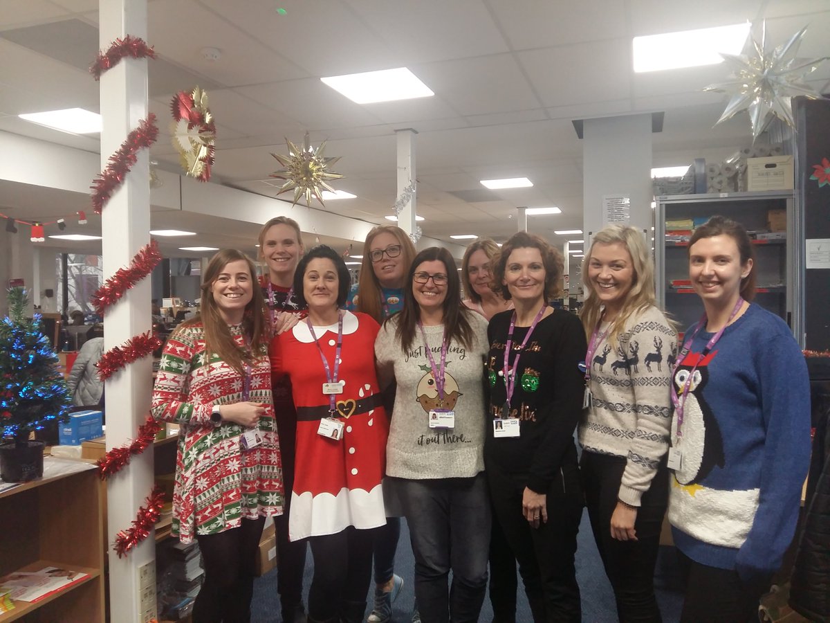 Portssns's tweet photo. Some of the School Nursing team feeling festive and raising money for charity. Cracking effort ladies @SolentNHSTrust #schoolnursing #Portsmouth #Christmasjumpers  #publichealth https://t.co/Ha2PYZsniy