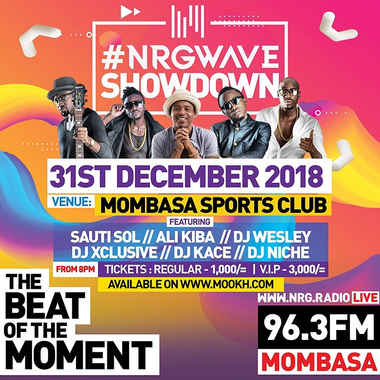 nrgwaveke's tweet photo. The #NRGShowDown GRAND FINALE will force you to obey the law of gravity and get down at the #NRGWave with @sautisol, @OfficialAliKiba and your favorite NRG DJs @xclusivedeejay @WesleyTheeDj @DeeJayKace and @DjNiche254 on 31st Dec as we usher in the New Year! Get your tickets now! https://t.co/nxeuTFoC8Z