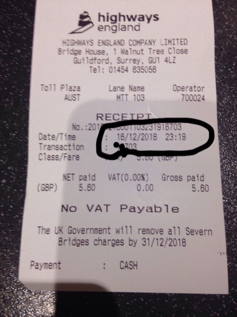 Hopefully my last ever Severn bridge toll receipt <a href="/bbcpointswest/">BBC Points West</a> <a href="/BBCWalesNews/">BBC Wales News</a>