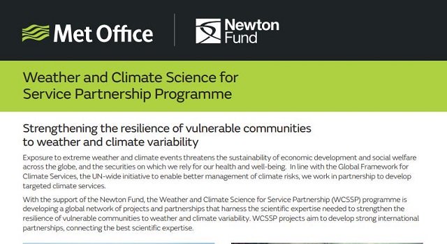 NewtonFund's tweet image. 'Strengthening the resilience of vulnerable communities to weather and climate variability' - read about the Newton-supported @MetOfficeww #WCSSP programme: bit.ly/2GcW1yF