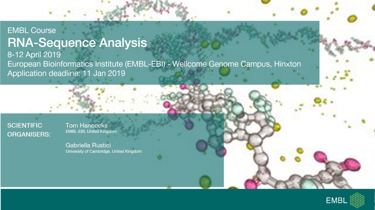 Are you an advanced PhD student or post-doc researcher applying or planning to apply high throughput sequencing technologies &amp; bioinformatics methods in their research? 
Application is open for RNA-Sequence Analysis, 8-12 Apr. 
ow.ly/zbir30mYEAt 
#RNA #Bioinformatics
