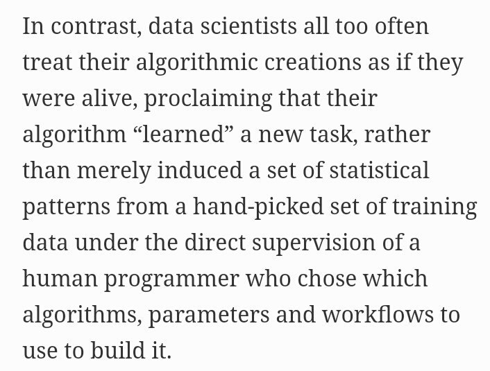 Abebab's tweet image. "A neural network of today no more “learns” or “reasons” about the world than a linear regression of the past. They merely induce patterns through statistics." #DeepLearning #Overhype 
forbes.com/sites/kalevlee…