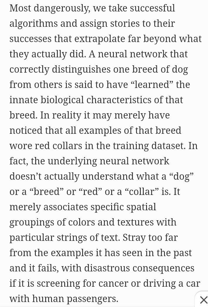 Abebab's tweet image. "A neural network of today no more “learns” or “reasons” about the world than a linear regression of the past. They merely induce patterns through statistics." #DeepLearning #Overhype 
forbes.com/sites/kalevlee…