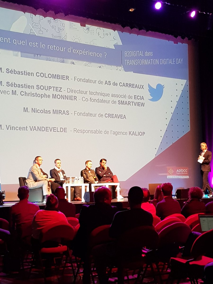LeaderMontpell2's tweet photo. Deuxième table ronde, expérience des PME avec  @ADOCC_ , @AsdeCarreaux , @GroupeEcia , @Creavea , @PeintureTollens #TransfoDigitaleDay #DigitalTransformation
#digital #montpellier @LeaderOccitanie https://t.co/raFOOabcTI