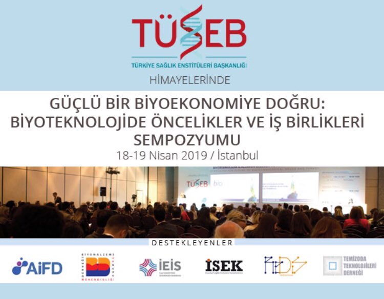 18-19 Nisan’da <a href="/tusebgovtr/">TÜSEB</a> “Güçlü Bir Biyoekonomiye Doğru:Biyoteknolojide Öncelikler ve İş Birlikleri” sempozyumu düzenlenecek. 2019 #biostartup programımızın demo day’ini sempozyum kapsamında 19 Nisan’da gerçekleştireceğiz.Program çağrısını Ocak 2019’da açıyoruz! <a href="/aifd_iletisim/">AIFD</a>