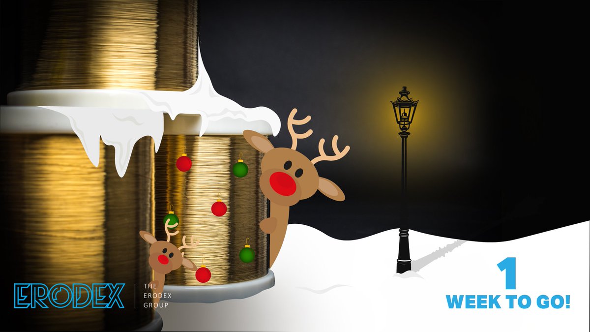 ErodexUK's tweet photo. Don't panic but... JUST ONE WEEK TO GO! We hope you've got all/ most of your shopping done #1weekuntilchristmas #Erodex #engineering #specialists #tooling #graphite #aerospace #quality https://t.co/P9iw50RqJl