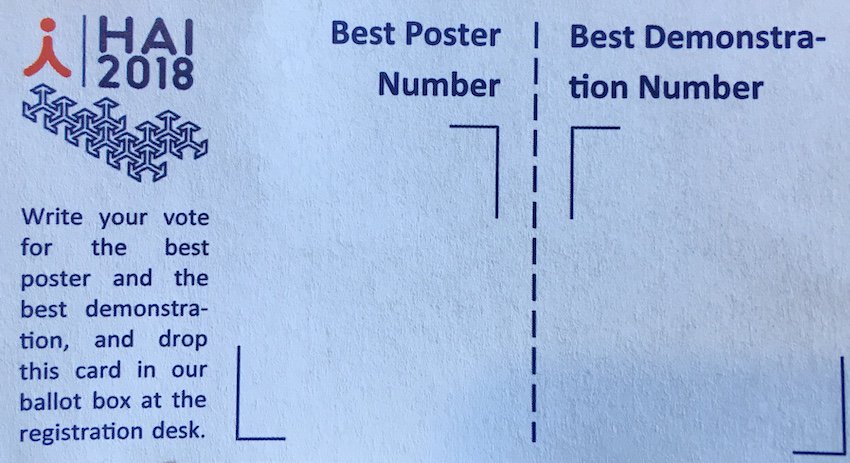 2018_hai's tweet image. Please don&apos;t forget to vote for the best Poster and the best Demonstration. The ballot is already in your welcome pack. The Ballot Box is at the registration desk. #HAI2018UK