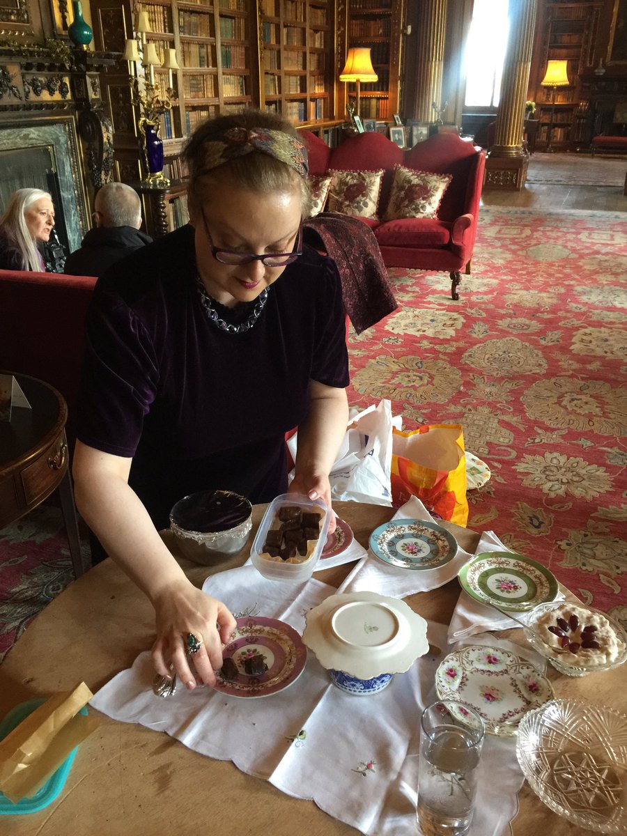 HighclereCastle's tweet photo. Food Historian Emma @20thcentcrush   preparing wonderfully ancient recipes, vanilla cream, fig tablet,  plum pudding, pea and ham dariole - live on air @BBCBerkshire #Food #recipes https://t.co/5mG5uHGGex
