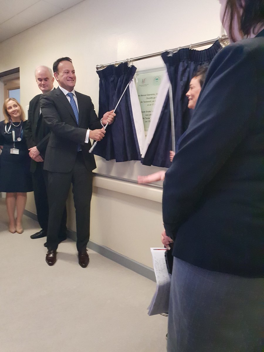 ConnollyNursing's tweet photo. Dr. Leo Varadkar officially opening our Stroke Unit here in Connolly Hospital. Opening address Eamon Dolan, Margaret Boland and Lisa Donnelly. Special welcome to patients and their families
#FASTpositive #stroke #MDT https://t.co/LQiOlTosiz