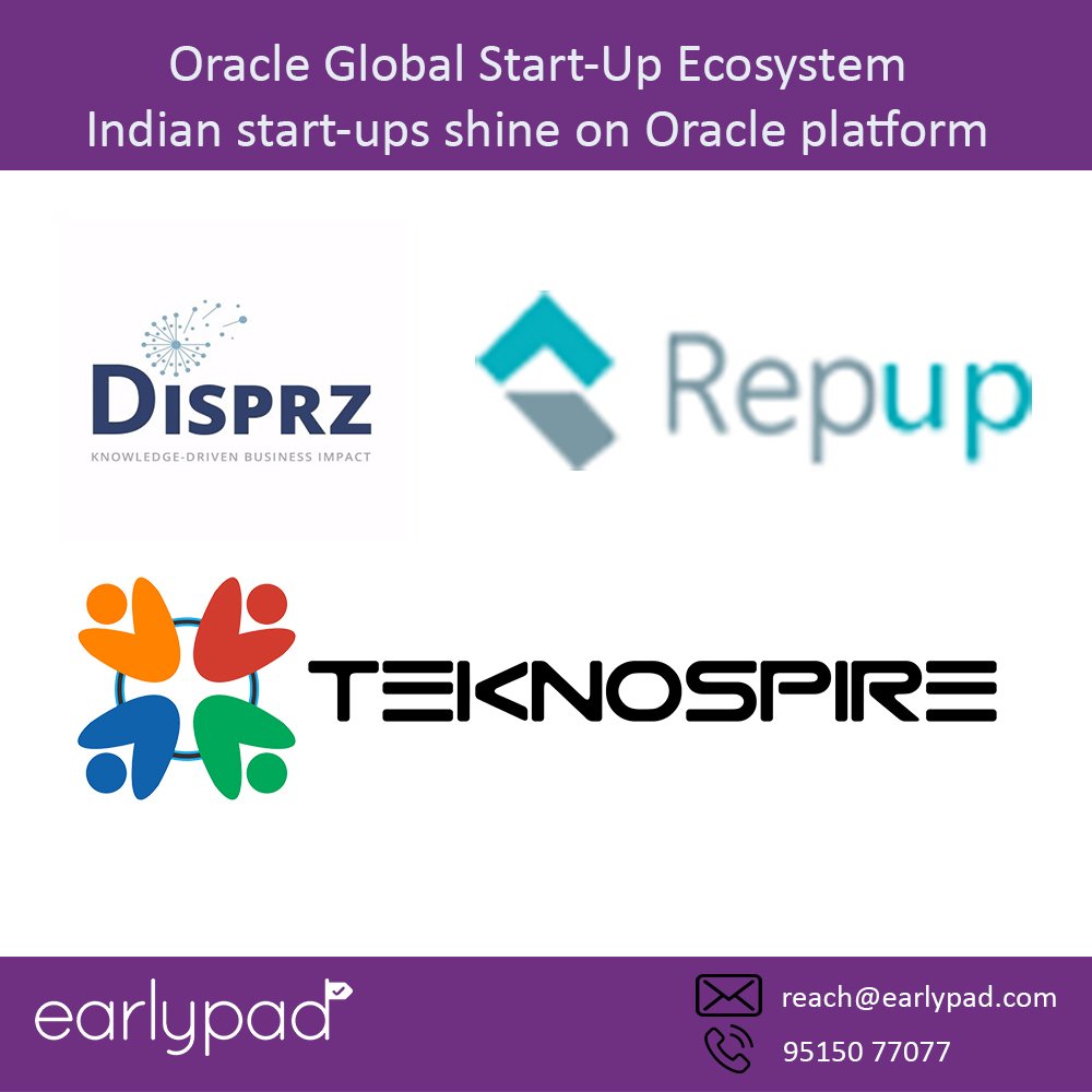 earlypad's tweet photo. Three #Indian #startups that are making waves globally by solving real #business problems and upskilling people. https://t.co/t6rpRtDwWw @Repupco @DisprzOfficial @teknospireTech #earlybits #Oracle #StartupEcosystem https://t.co/ABkedjtSBl
