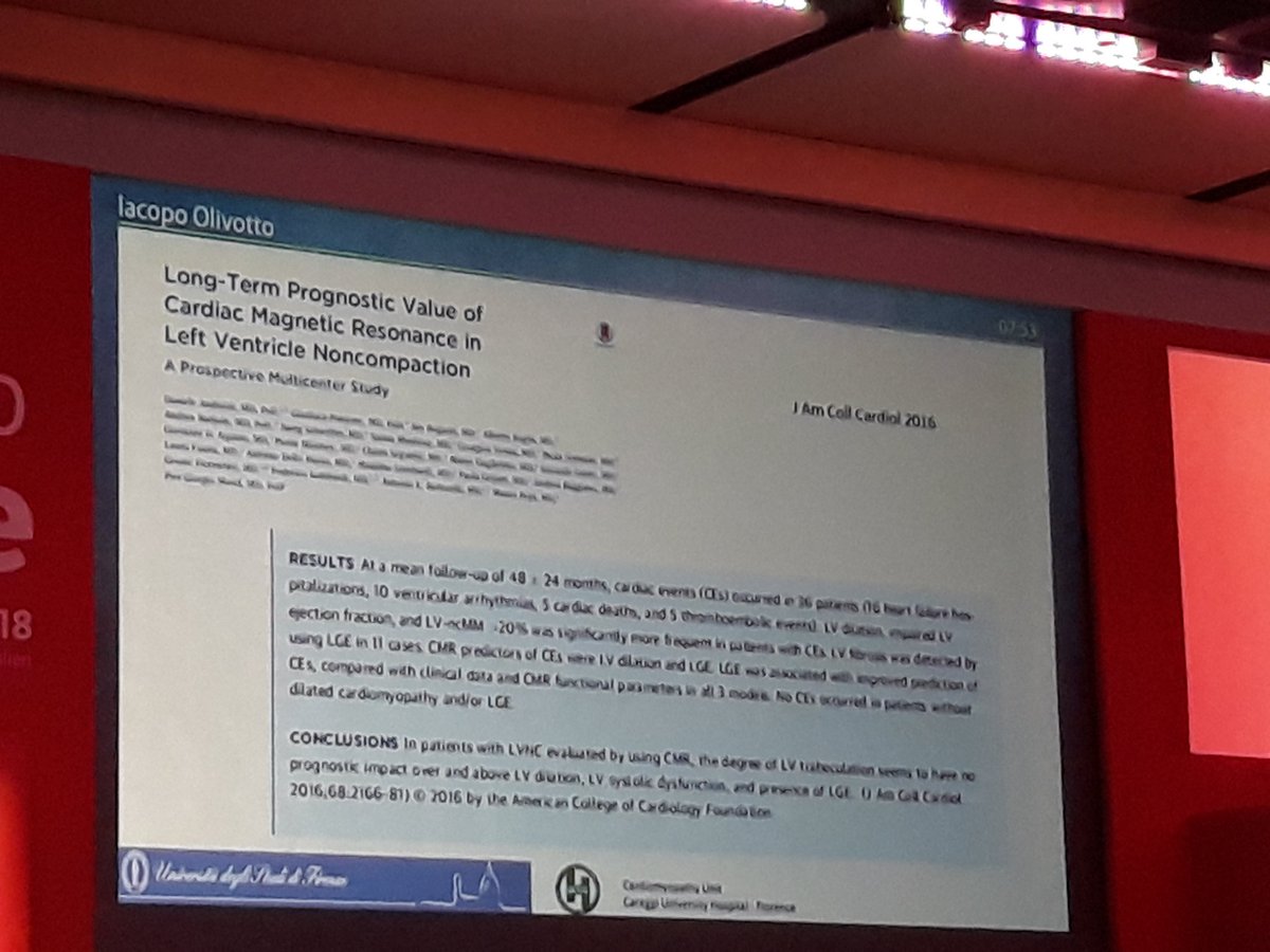 SilCastelletti's tweet photo. Prof Olivotto: #LV #EF & LGE are the most determinants of the #LVNC prognosis! #cardiomyopathy #genetics #SIC2018 #ItalianSocietyOfCardiology #SICCongress @Cipeciop1964 @glimongelli @CrottiLia @s_gati @SSharmacardio @DrAneilMalhotra @MichaelPapadak2 @GiuseppeGalati_ @chiarabd https://t.co/DNoNU4PsUb