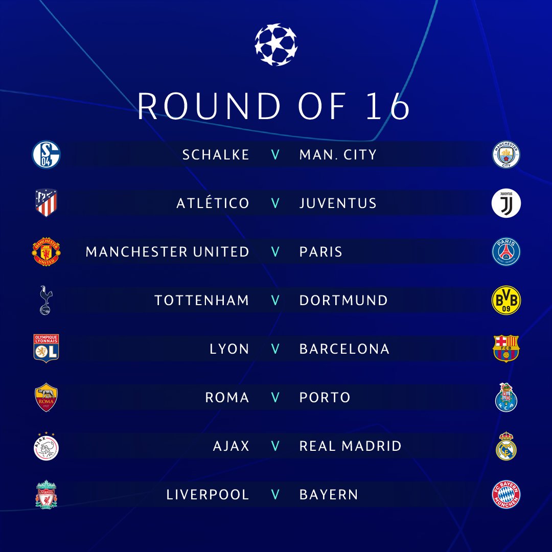 AllSportsDR's tweet photo. ¡Ya tenemos enfrentamientos de OCTAVOS de la @ChampionsLeague! ⚽💥 #Champions #UCLDraw https://t.co/csy3pUaLUe