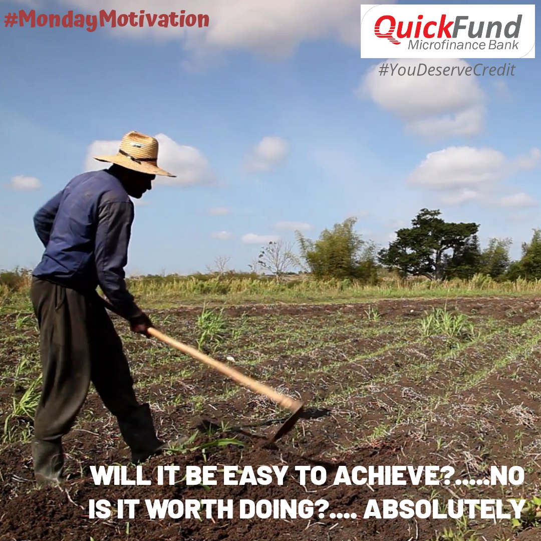 quickfundbank's tweet photo. Great success come after working hard and applying a huge amount of intelligence.. Call or Chat with us on 090900512483 to get a loan today!
.
#QuickfundMFB
#YouDeserveCredit 
#mondaymotivation 
#nochilldisembaa https://t.co/EPwF2vUhIP