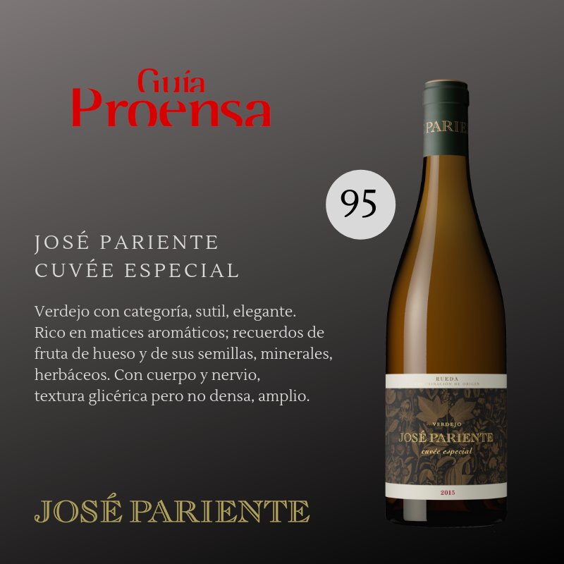 José Pariente Cuvée Especial 95 puntos en la #GuiaProensa2019 <a href="/proensapuntocom/">proensapuntocom</a>. "Verdejo con categoría, sutil y elegante." #JosePariente