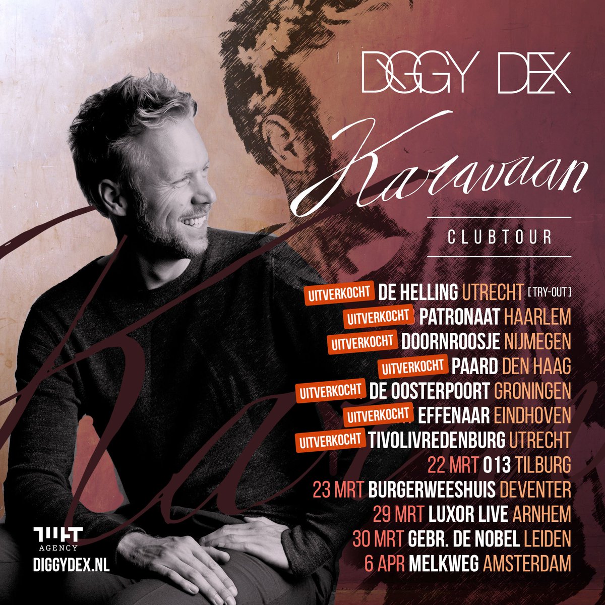 DE KARAVAAN DENDERT DOOR! Ook de try out show in <a href="/DeHellingNL/">De Helling</a> en de show in <a href="/Effenaar/">Effenaar Eindhoven</a> zijn uitverkocht!

Er zijn alleen nog maar kaarten voor: <a href="/013/">013 Poppodium</a>, @Burgerweeshuis, <a href="/LuxorLive/">Luxor Live</a>, @gebr_nobel en <a href="/melkweg/">Melkweg</a>.
