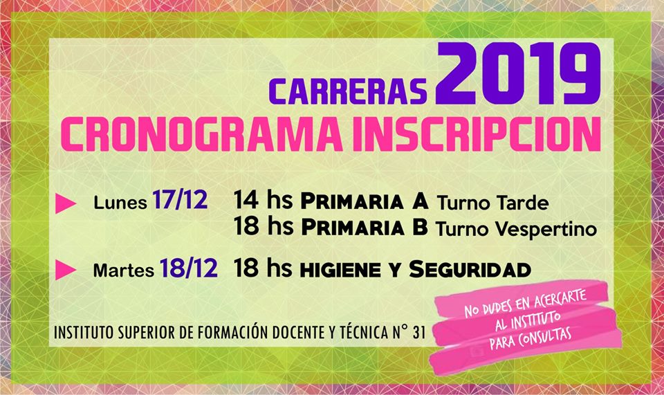 Isfdyt31's tweet photo. Esta semana seguimos inscribiendo!!! No dudes en sumarte al 31! https://t.co/NLUdVlnG3A