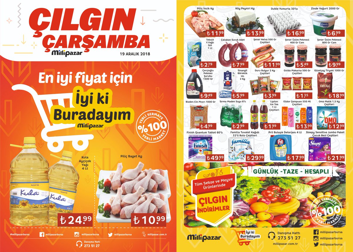MilliPazarBursa's tweet photo. Bir Milli Pazar Klasiği olan Çılgın Çarşamba'da bu Hafta!!! 
Kampanya fırsatlarından faydalanmak için 19 Aralık tarihinde sizleri mağazalarımıza bekliyoruz. #millipazar #iyikiburdayım #bursanınençılgınmarketi #çılgınçarşamba #kampanya #bursa https://t.co/IkJyvXxJkX