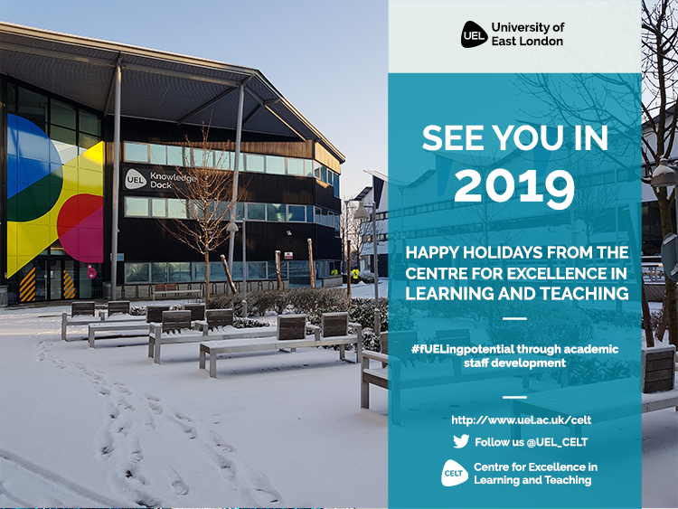 UEL_CELT's tweet photo. Happy Holidays from us to all the staff and students @UEL_News @uelunion, thank you for all your hard work and support, we'll see you next year! We are closed from 5pm today until 2nd January #fUELpotential through academic staff development ^SV https://t.co/OVXKRuCJpS