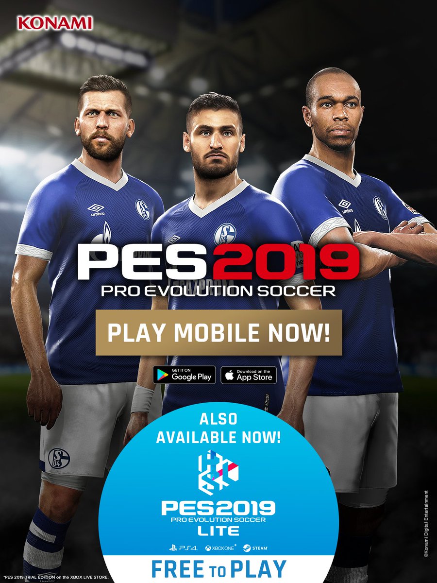 Experience the beautiful game on mobile in stunning detail. #PES2019Mobile is out now!

Also, play #PES2019 on consoles for free with #PES2019LITE. On mobile and console, #FeelThePowerOfFootball.

PES 2019 Mobile: app.adjust.com/3fnzpy5
PES 2019 Lite: konami.com/wepes/2019