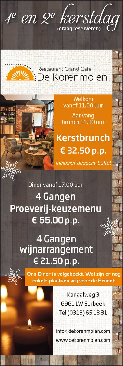 Lekker brunchen met Kerst? Op beide dagen zijn er nog enkele plaatsen vrij.
