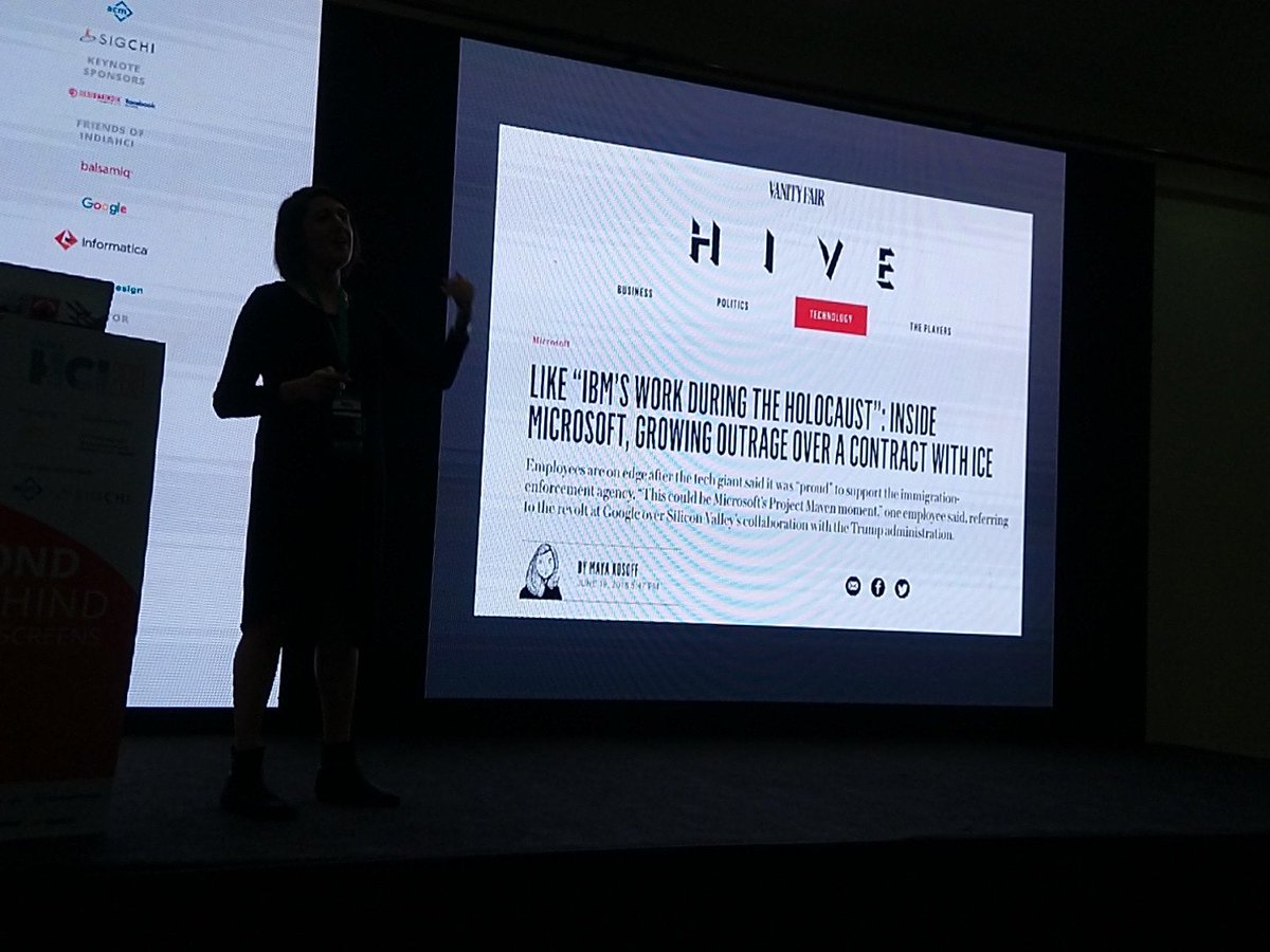 praymurray's tweet image. Irani chronicles the rise and fall of #projectmaven and it&apos;s significance in politicising Google&apos;s employees and the beginning of pushing back against these by both academics and tech workers #indiaHCI2018