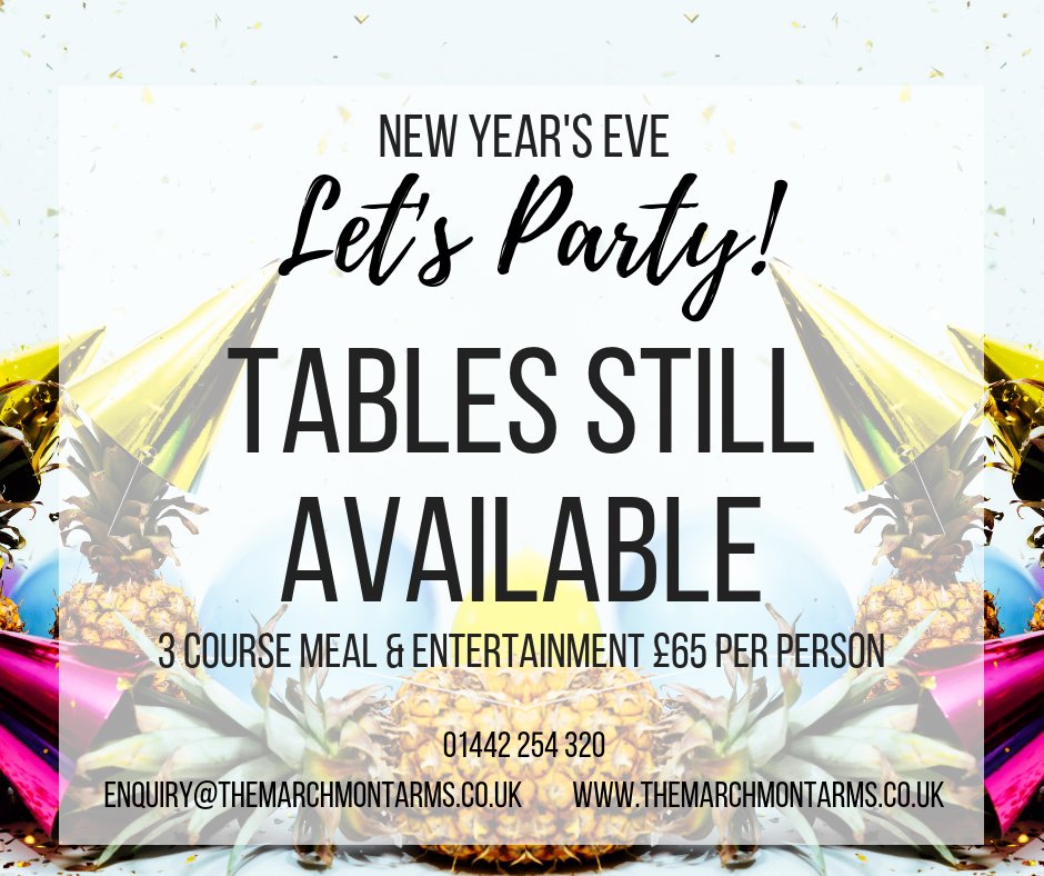 What better way to end the year than to join us here at The Marchmont Arms for a 3 course meal and entertainment for only £65! 

Call us now on 01442 254320 to reserve your table and end this year in style! #NYE #dinner #excited