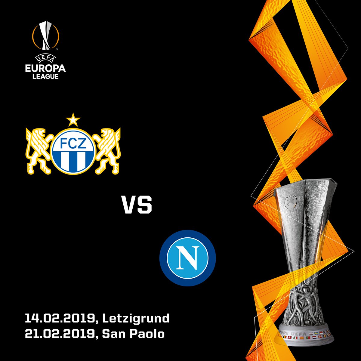 Der FC Zürich trifft im Sechzehntelfinale der <a href="/EuropaLeague/">UEFA Europa League</a> auf die <a href="/sscnapoli/">Official SSC Napoli</a>. Das Hinspiel findet am 14.02.2019 im Letzigrund statt, das Rückspiel dann am 21.02.2019 im Stadio San Paolo. Wie gefällt euch dieses Los? 
#fcz #fczuerich #stadtclub