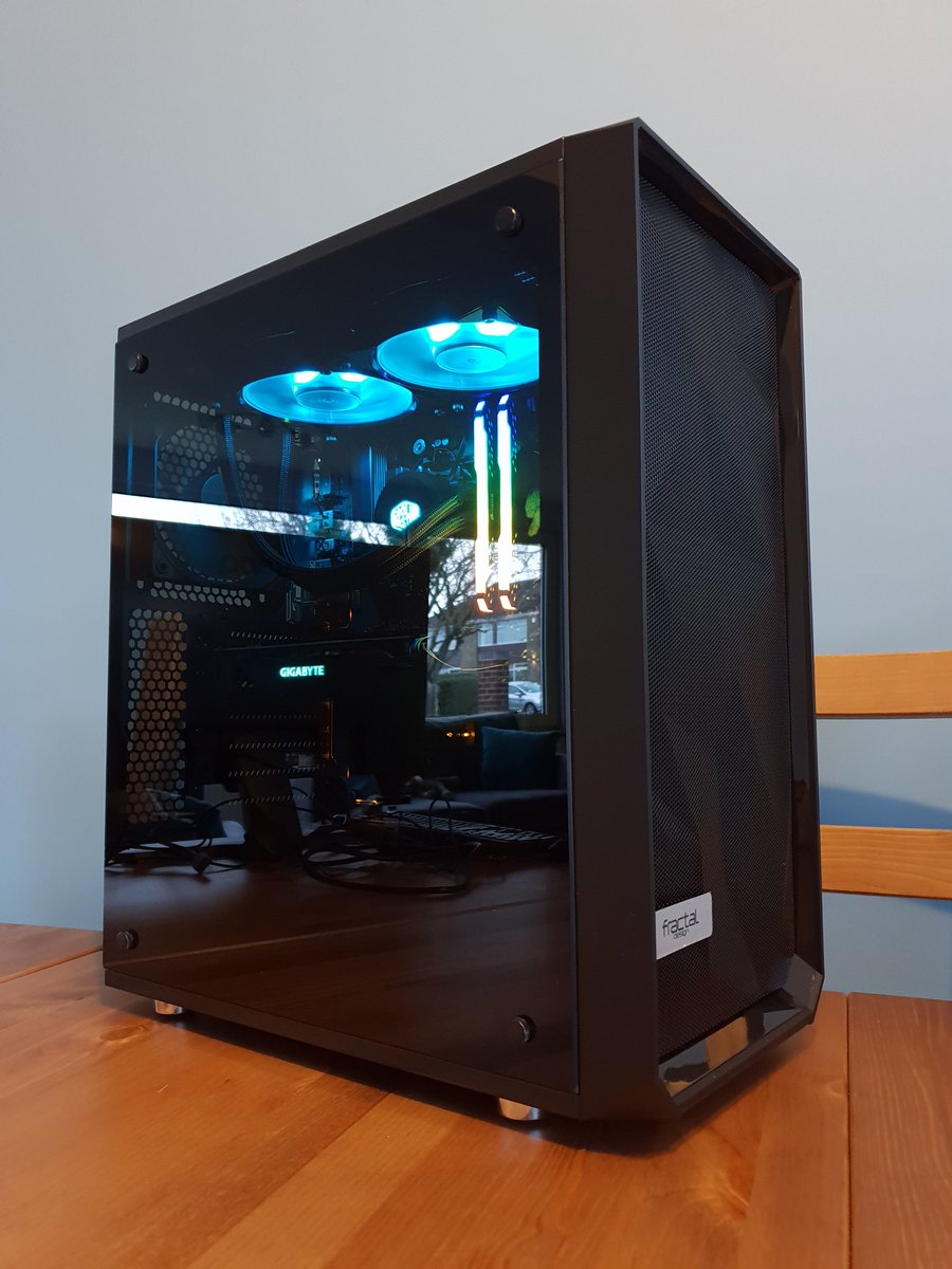 bitbuildpc's tweet photo. Here's yesterday's completed build! 

@AMD_UK Ryzen 2600X
@ASUS B450-Plus Mobo
@CORSAIR 16GB Vengeance Pro RGB 3000Mhz RAM
@GigabyteUK RX580
@FractalDesignNA @FractalJosh Meshify C
@CoolerMasterUK MasterLiquid ML240L RGB
@Samsung 860 Evo 500GB SSD 
@CORSAIR CX550M PSU https://t.co/6LXAjQqPvU