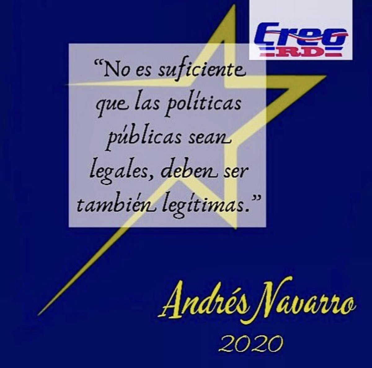 YOCREO_RD's tweet photo. “No es suficiente que las políticas públicas sean legales, deben ser también legítimas.” #YoCreoenmíPaís
#YoCreoenmíGente
#YoCreoenRD
#Lic.NelsonNavarro
#SomosCreo
#CreoenNavarro
#YoCreo...yTú? @andresnavarrog @MiguelMedinatv @josedantesd https://t.co/1jfUEc1Dnm