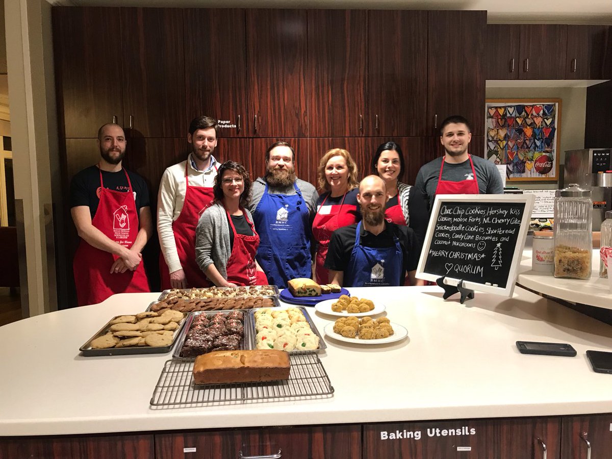 QuorumDMS's tweet photo. Volunteering warms our hearts! Team members from our St. John's office spent their Friday night baking cookies at the Ronald McDonald House. #LifeattheQ #MondayMotivation https://t.co/XMTFzjp6sf