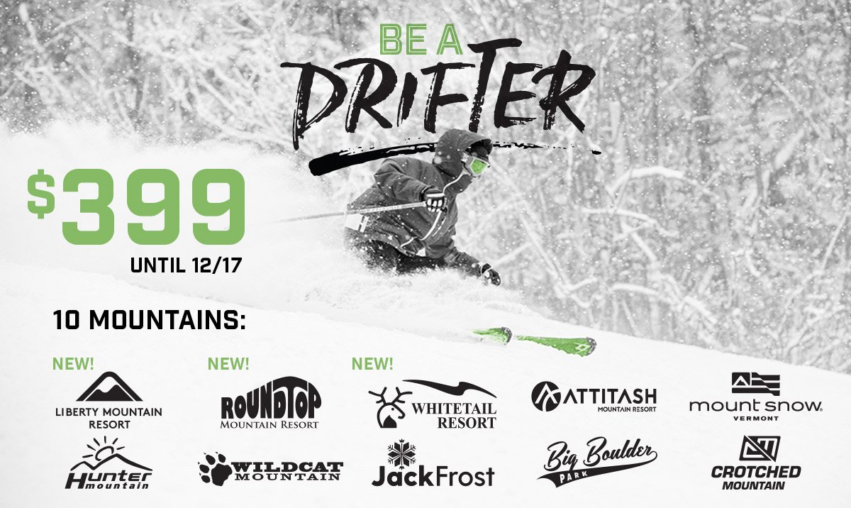 Today is the @DrifterPass Deadline! If you are 18-29 you should have this pass in your pocket! Pays for itself in 4 -5 visits! https://bddy.me/2PLl6Ah #peakpass #deadlineday #skitheeast #BeADrifter