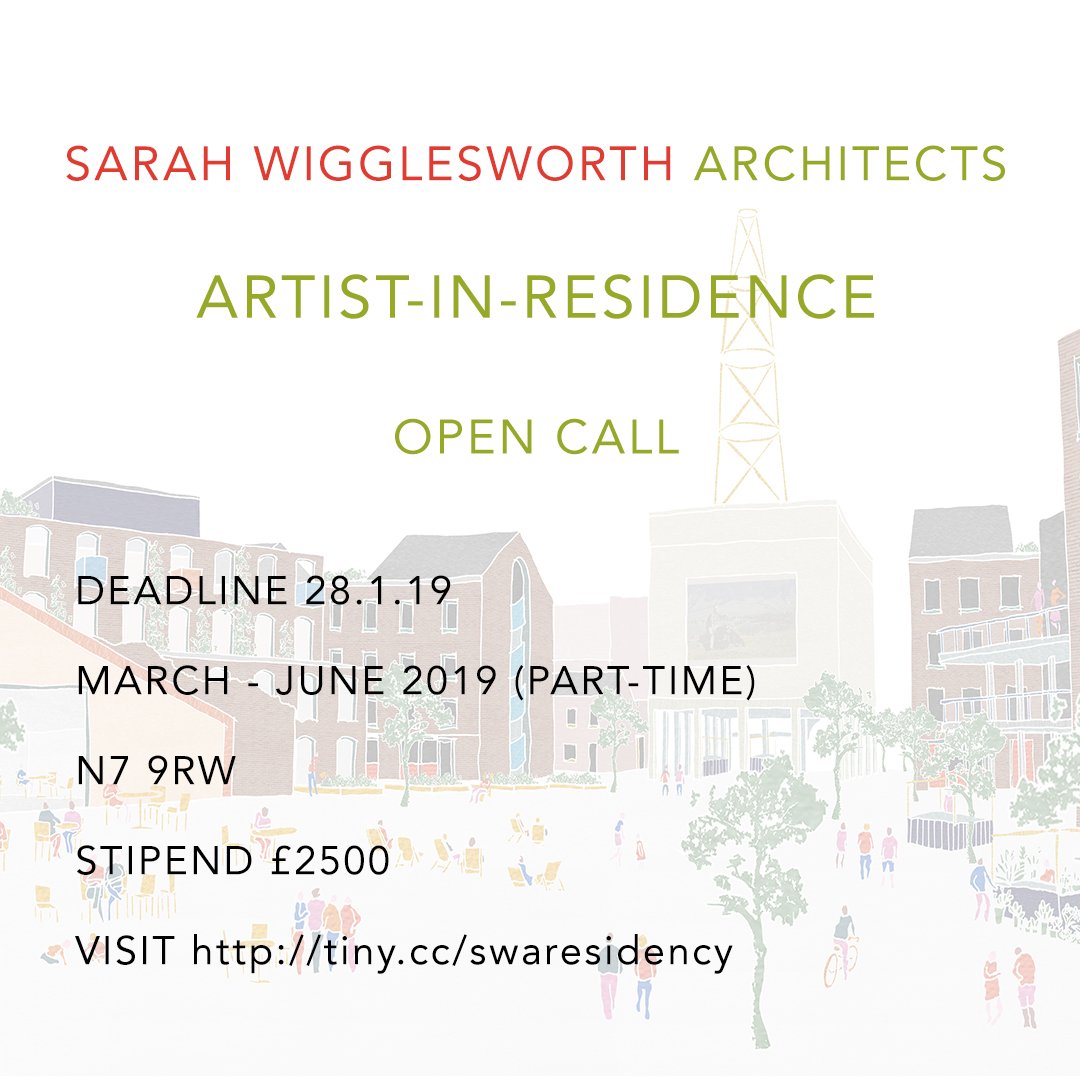 sw_architects's tweet photo. Sarah Wigglesworth Architects are holding an open call for an artist-in-residence, taking place in 2019. All info including selectors, space available, and how to apply here: https://t.co/PHNAk56qbN. Good luck!
#opencall #artistinresidence #residency #artopportunity #artist https://t.co/GuKX61KNWn
