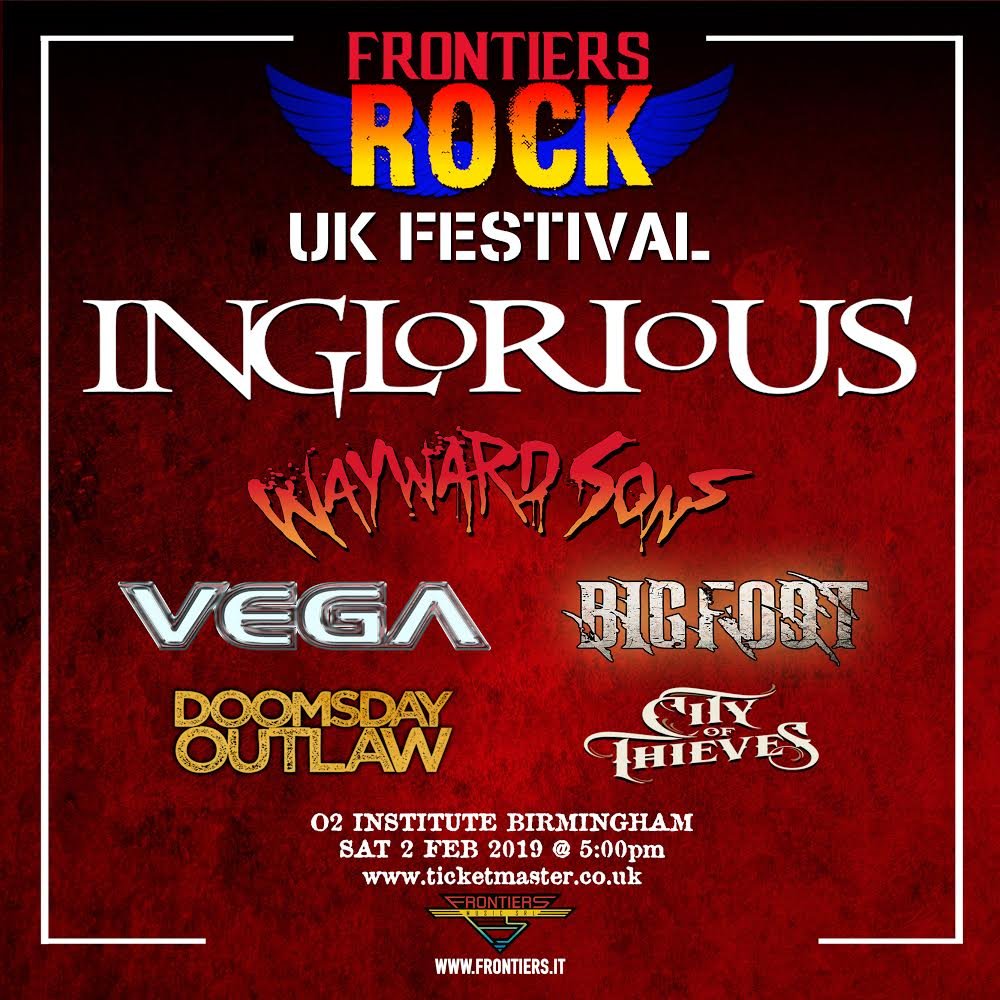 FRONTIERS ROCK UK FESTIVAL at @O2InstituteBham on 2nd Feb. 2019 starting at 5pm! Tickets HERE: bit.ly/2Q7clEQ @WeAreInglorious @WaywardSonsBand @band_vega @Bigfootukrock @DoomsdayOutlaw @Thieves_UK are going to bring the R-0-C-K. Who's coming? #RockAintDead #NewBreed