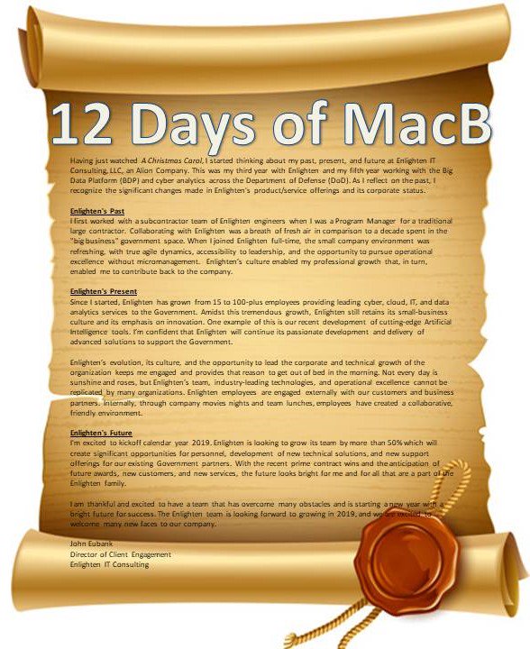 MacB_Careers's tweet photo. #DOUBLEFEATURE post for @EITCCORP take on #12DaysofMacB. John got into #TheChristmasCarol spirit and gave us a little glimpse of EITG's past, what they are doing now, and the big things to come in the future. #WhyMacB #PastPresentFuture https://t.co/k6x1ELbGPh