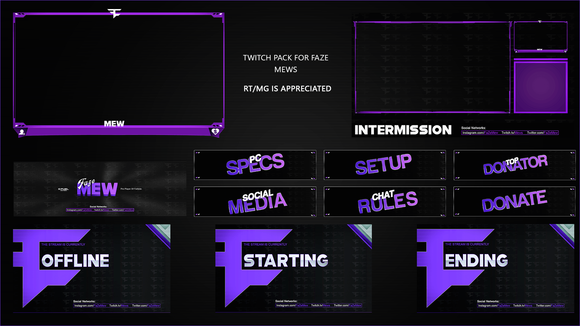 Purple Glow Stream Bundle by Kireaki Streaming, Graphic design, Twitch
