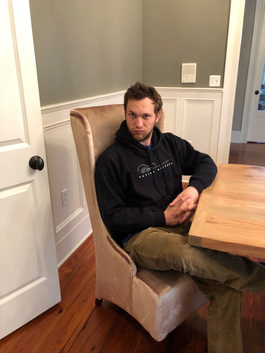 Phillips's tweet photo. I like sitting at the head of the table to get first dibs on the food! This chair from the good people at @Wayfair makes me look like I know what I'm doing...right? Hope you and yours are having a great holiday season! https://t.co/QSje3BELVR