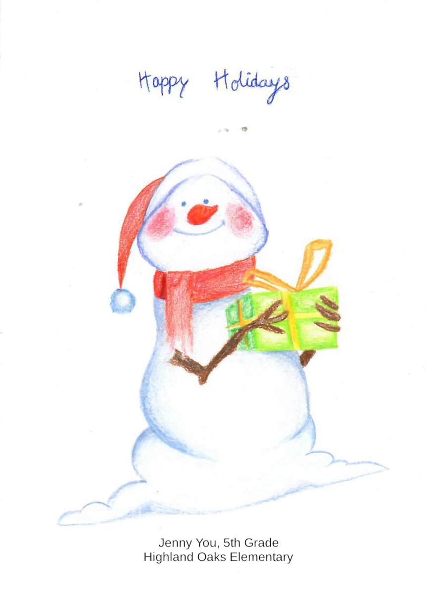 ArcadiaUnified's tweet photo. Tis the season for beautiful holiday artwork! Congratulations to Jenny You (5th Grade, Highland Oaks) and Emily Muditar (8th Grade, First Avenue) on having their artwork selected for our HR and Business Services, respectively, holiday greeting cards! ❄️☃️#ImagineInquireInspire https://t.co/5SHPRkY5Fb