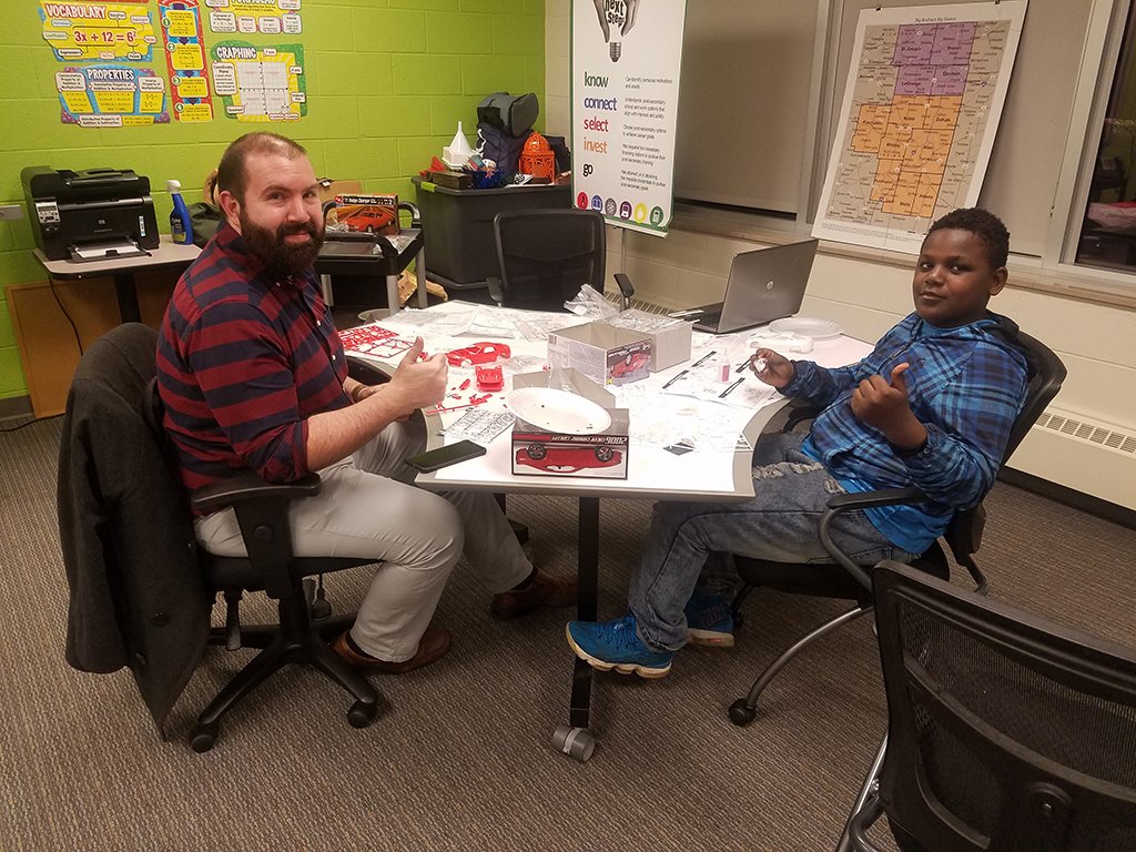 BBBSNEI's tweet photo. Last weeks #MatchActivity featured matches making model cars! It was awesome seeing the matches put together classic cars alongside newer models! The participating matches enjoyed delicious pizza and listened to Christmas music during the building phase of this activity. https://t.co/LlBlKeT8QV